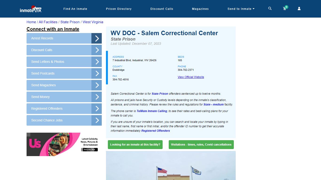 WV DOC - Salem Correctional Center & Inmate Search | Visitation ...